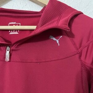 Puma Women's Red Long Sleeve‎ Athletic Hoodie Shirt Thumbholes Size XS